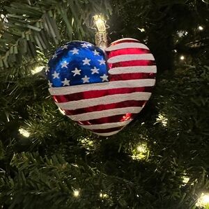 Vintage Christopher Radko Handmade Patriotic Heart Ornament